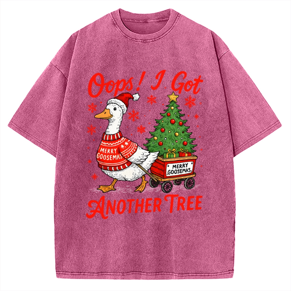 Oops I Got Another Tree Funny Christmas Goose Vintage Washed T-shirt