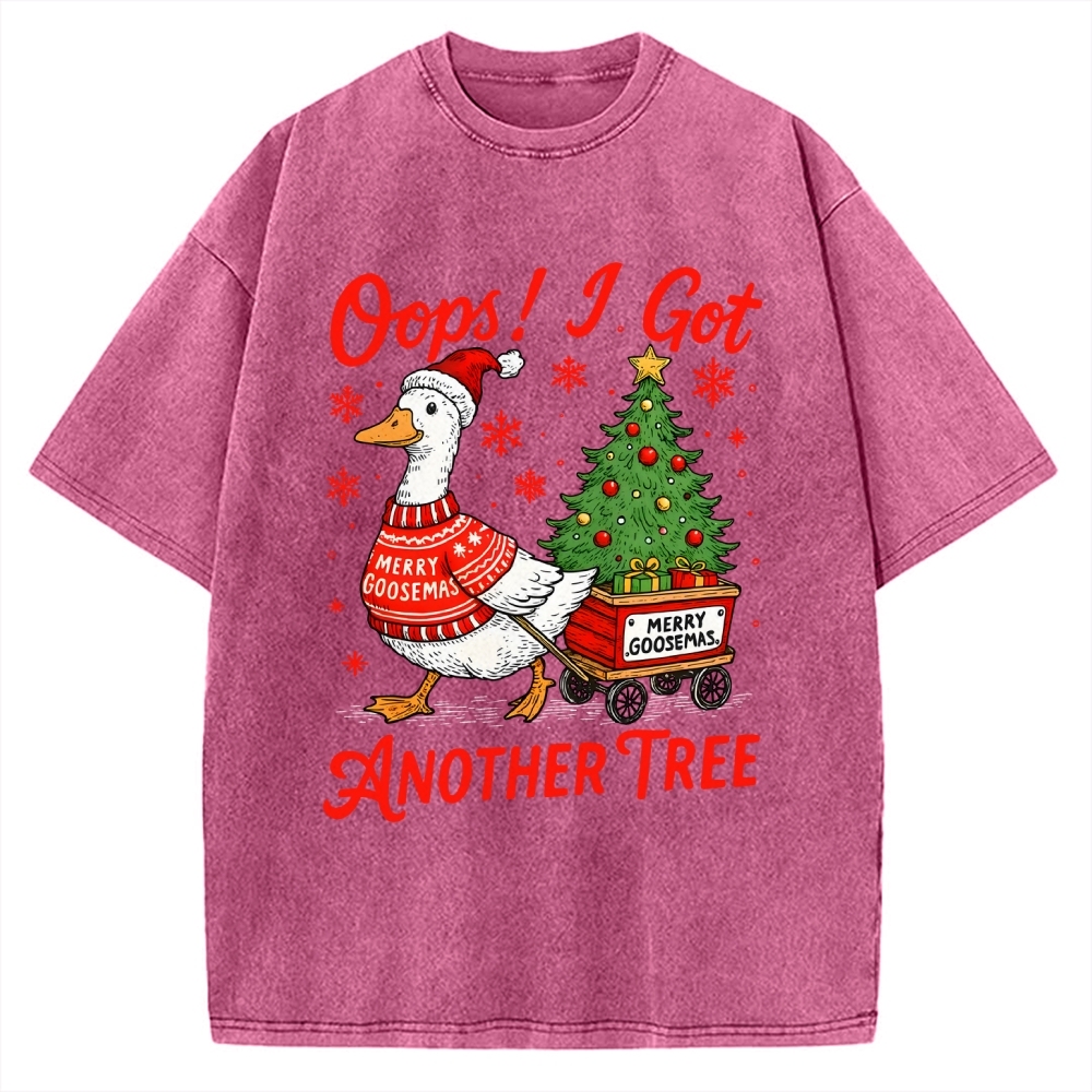 Oops I Got Another Tree Funny Christmas Goose Vintage Washed T-shirt