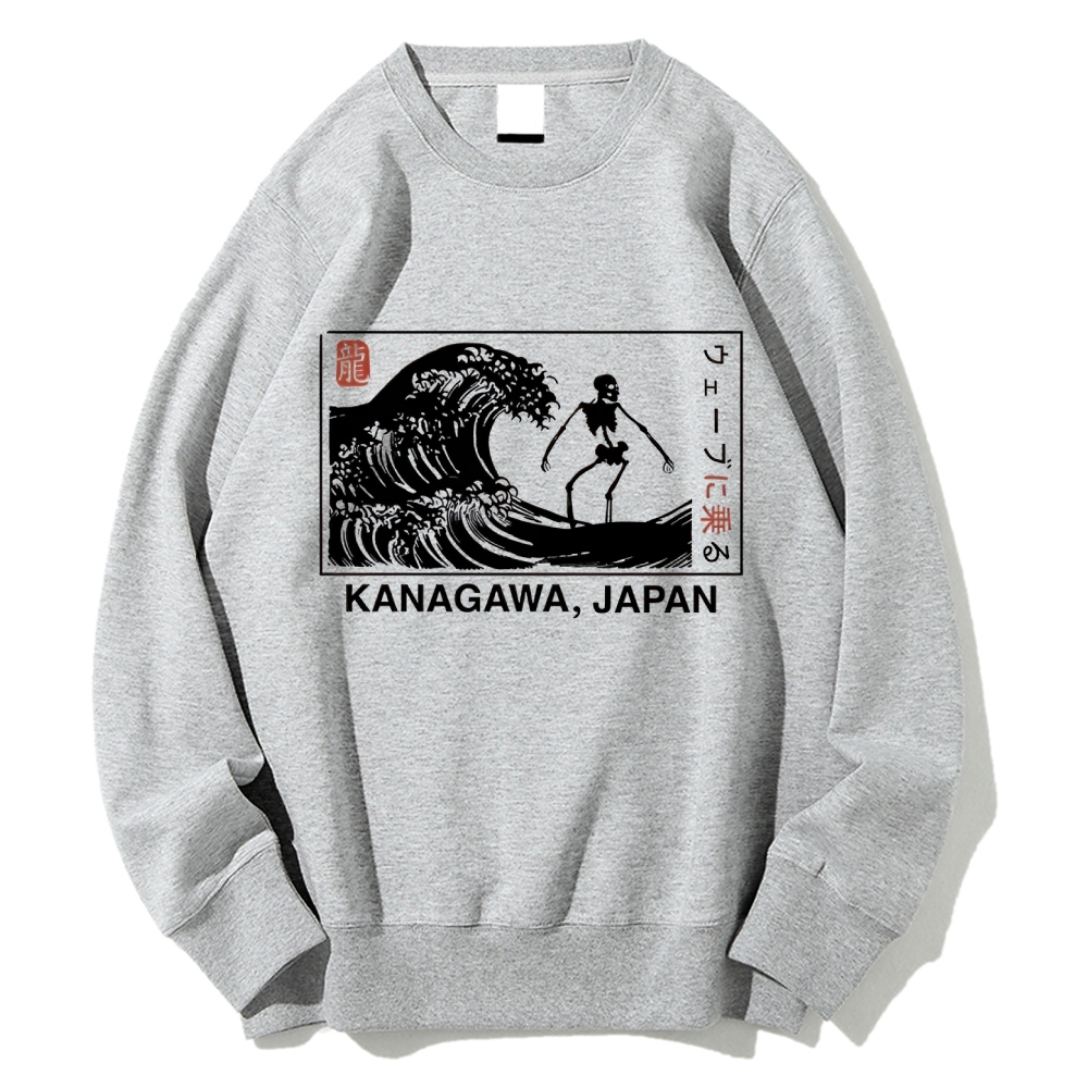 Skeleton Surfing Cotton Sweatshirt