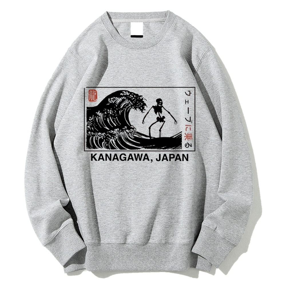 Skeleton Surfing Cotton Sweatshirt
