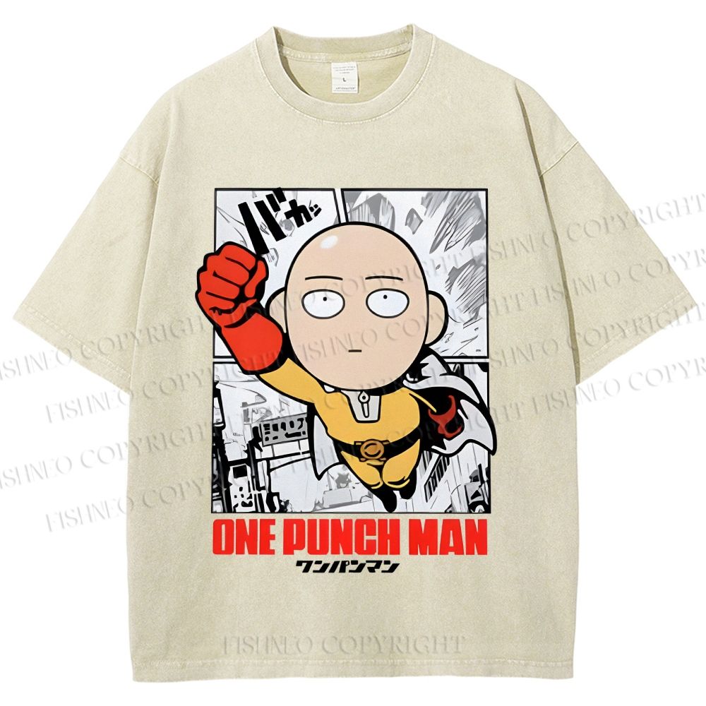 Unisex One Punch Man Printed Washed Tee