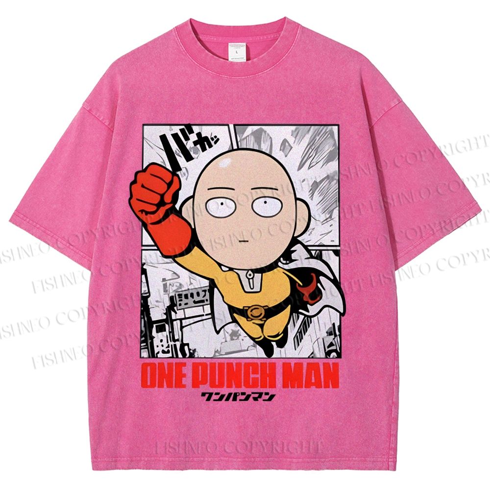 Unisex One Punch Man Printed Washed Tee