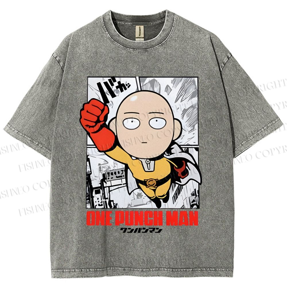 Unisex One Punch Man Printed Washed Tee
