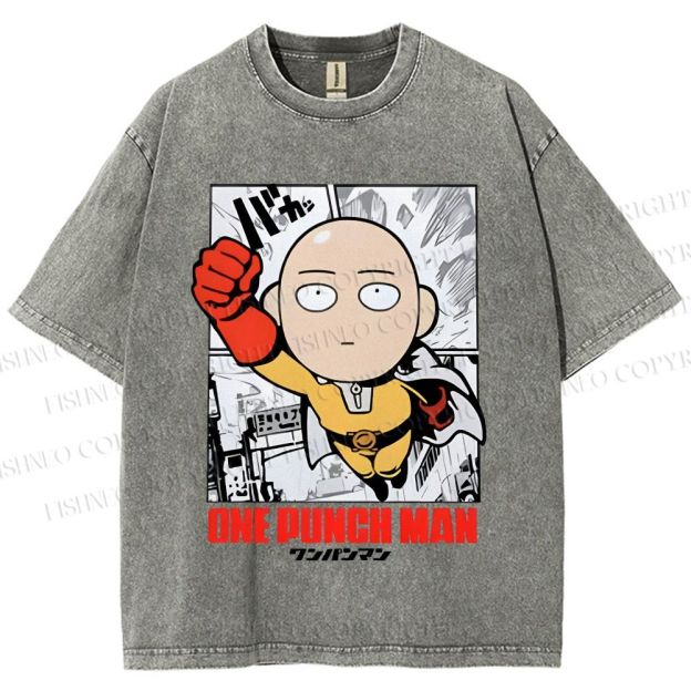 Unisex One Punch Man Printed Washed Tee