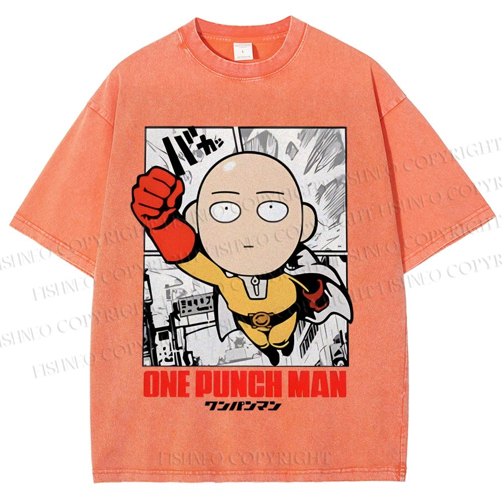 Unisex One Punch Man Printed Washed Tee
