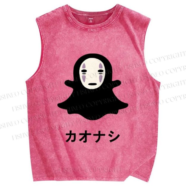 Unisex Cute No-Face Printed Washed Tank Top