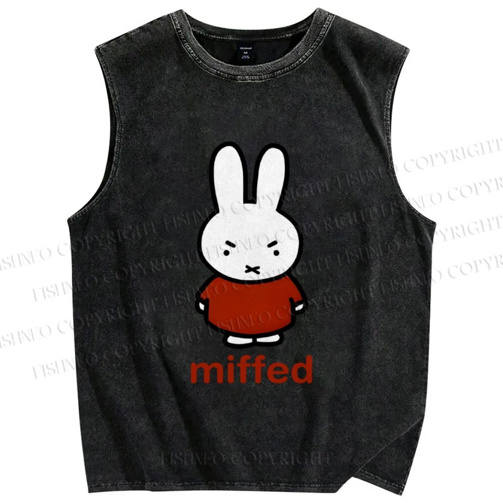 Unisex Miffy Not Happy Printed Washed Tank Top
