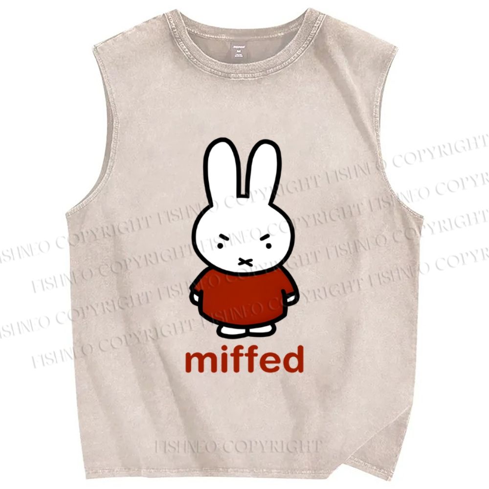 Unisex Miffy Not Happy Printed Washed Tank Top