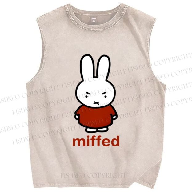 Unisex Miffy Not Happy Printed Washed Tank Top