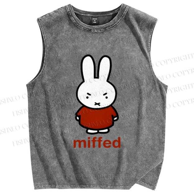 Unisex Miffy Not Happy Printed Washed Tank Top