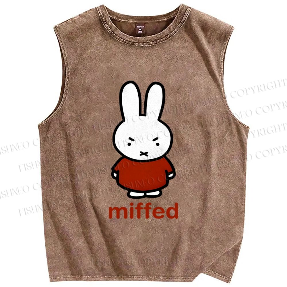 Unisex Miffy Not Happy Printed Washed Tank Top