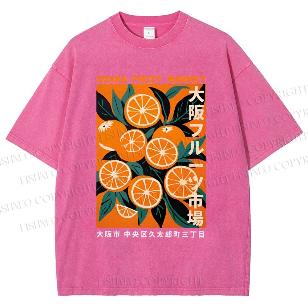 Unisex Osaka Fruit Market Printed Washed Tee