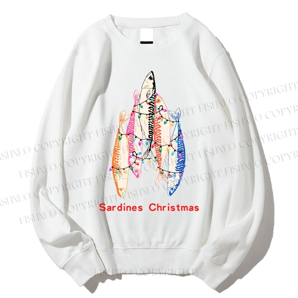 Unisex Sardine Christmas Light Printed Sweatshirt