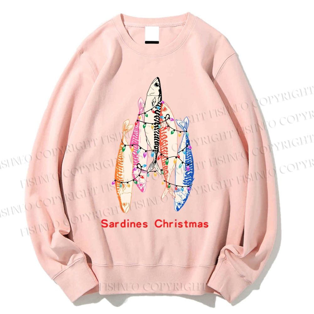 Unisex Sardine Christmas Light Printed Sweatshirt
