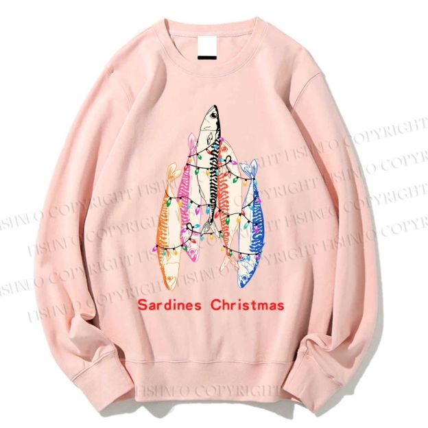 Unisex Sardine Christmas Light Printed Sweatshirt