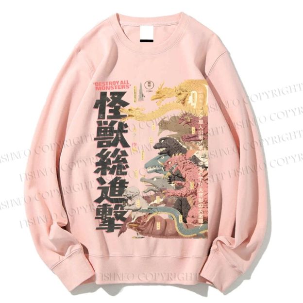 Unisex Destroy All Monsters Godzilla Vintage Printed Sweatshirt