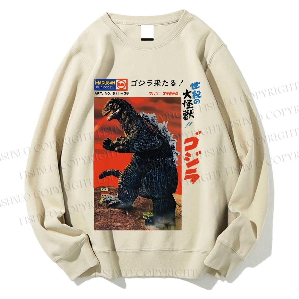 Unisex Japanese Godzilla Vintage Poster Printed Sweatshirt