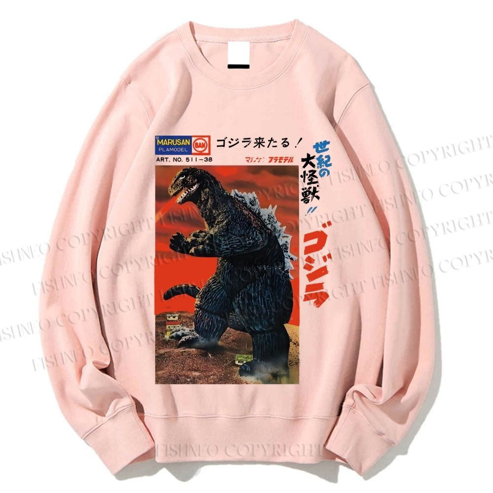 Unisex Japanese Godzilla Vintage Poster Printed Sweatshirt