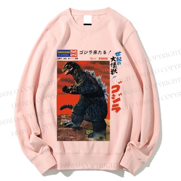 Unisex Japanese Godzilla Vintage Poster Printed Sweatshirt
