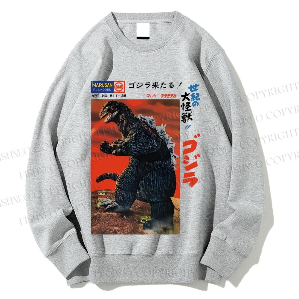 Unisex Japanese Godzilla Vintage Poster Printed Sweatshirt