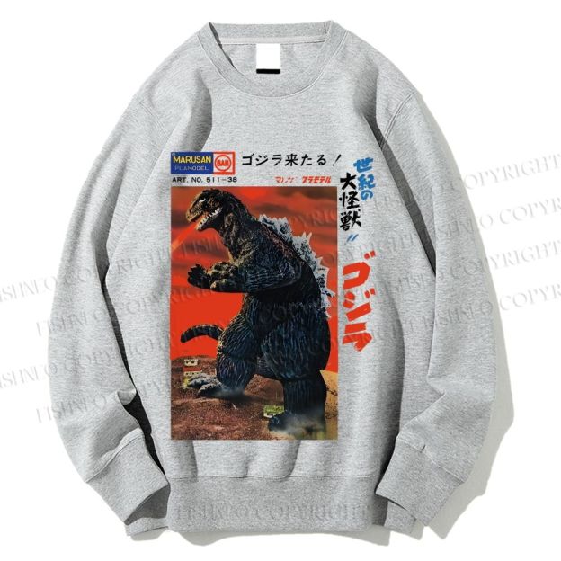 Unisex Japanese Godzilla Vintage Poster Printed Sweatshirt