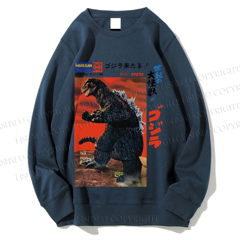 Unisex Japanese Godzilla Vintage Poster Printed Sweatshirt