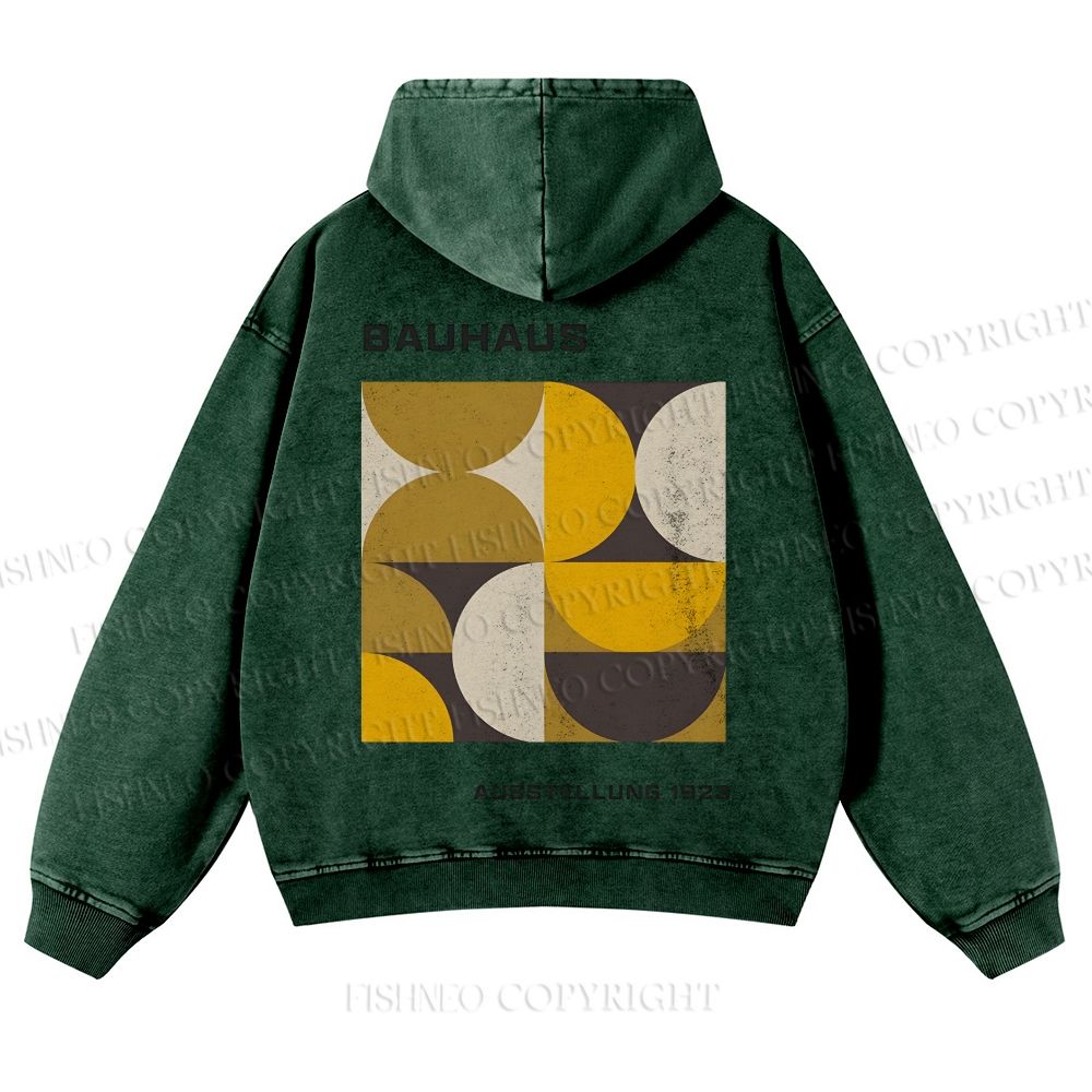 Casual Bauhaus Geometry Printed Washed Hoodie