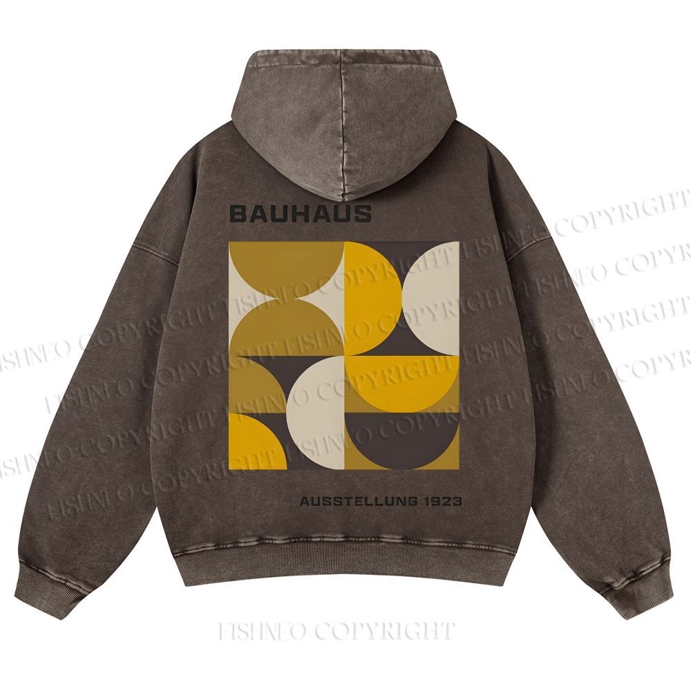 Casual Bauhaus Geometry Printed Washed Hoodie