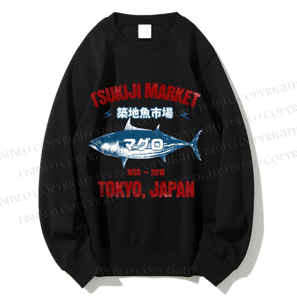 Unisex Tsukiji Fish Market Printed Sweatshirt