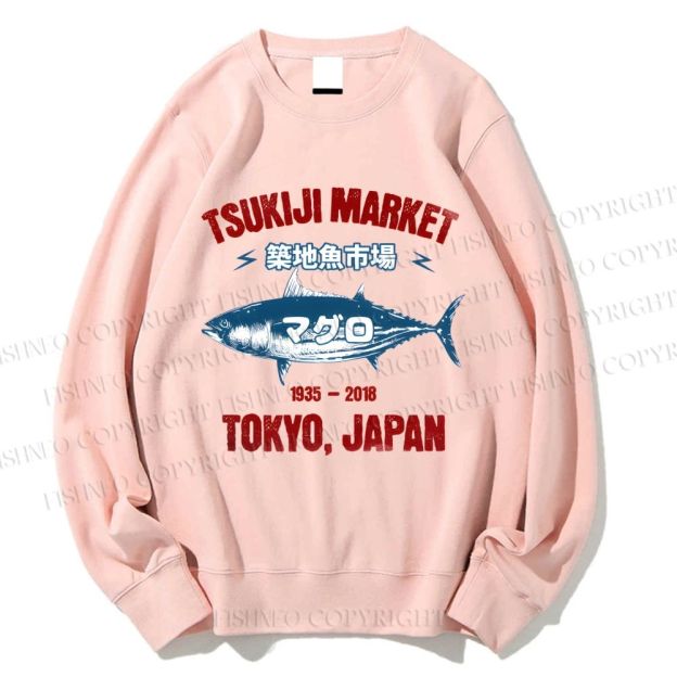Unisex Tsukiji Fish Market Printed Sweatshirt