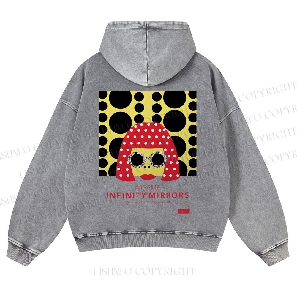 Japanese Yayoi Kusama Woman Casual Washed Hoodie