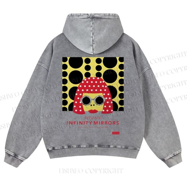 Japanese Yayoi Kusama Woman Casual Washed Hoodie