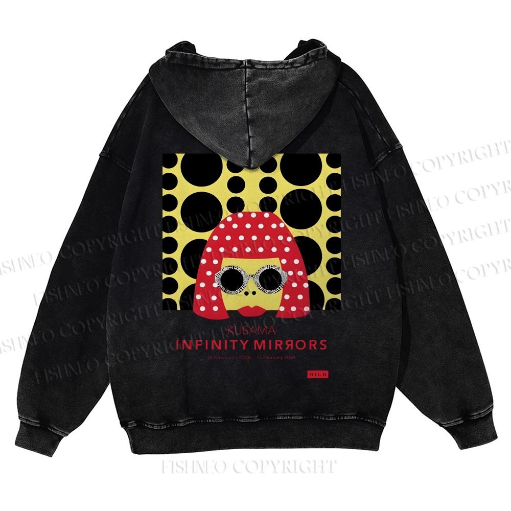 Japanese Yayoi Kusama Woman Casual Washed Hoodie
