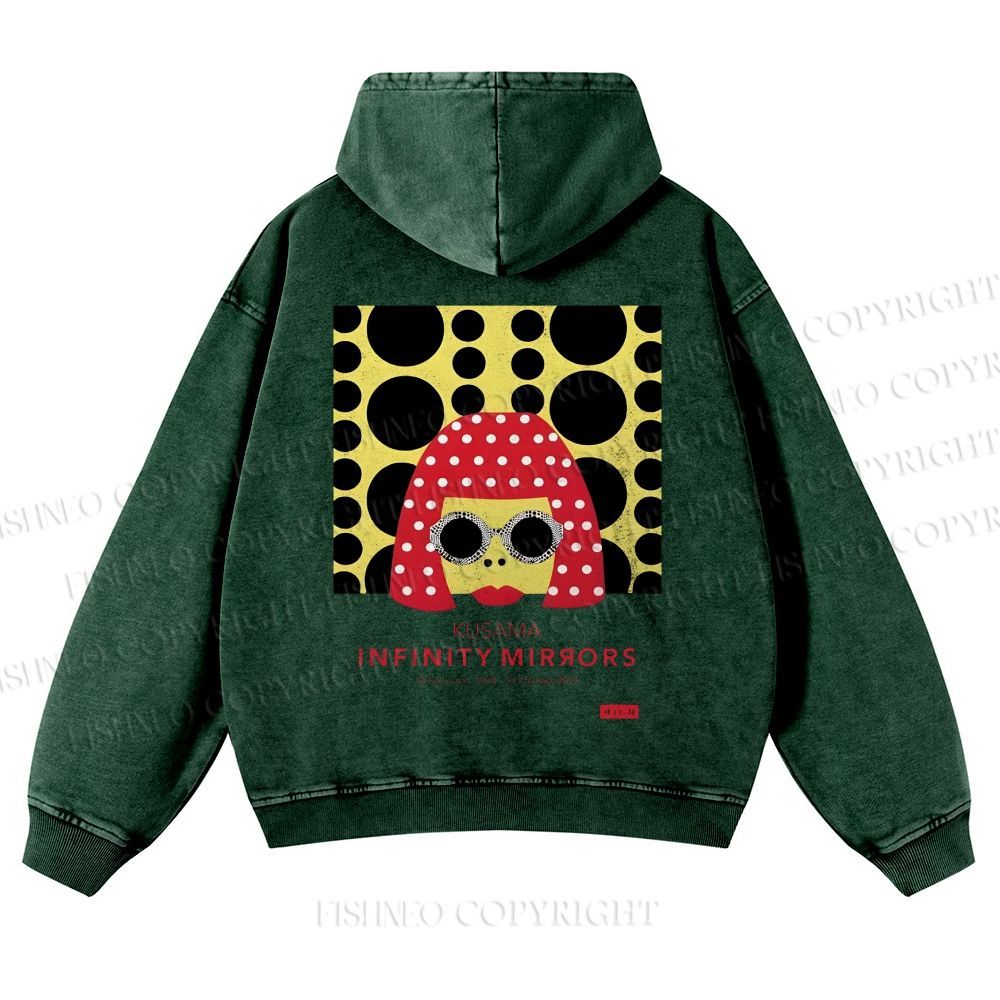 Japanese Yayoi Kusama Woman Casual Washed Hoodie