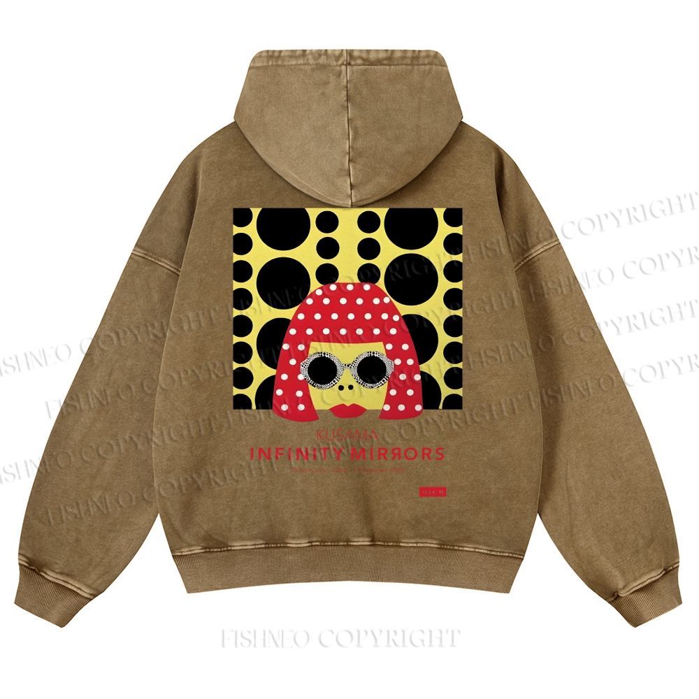 Japanese Yayoi Kusama Woman Casual Washed Hoodie