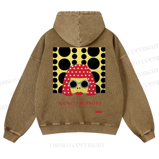 Japanese Yayoi Kusama Woman Casual Washed Hoodie
