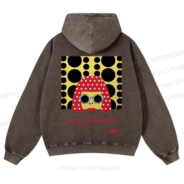 Japanese Yayoi Kusama Woman Casual Washed Hoodie