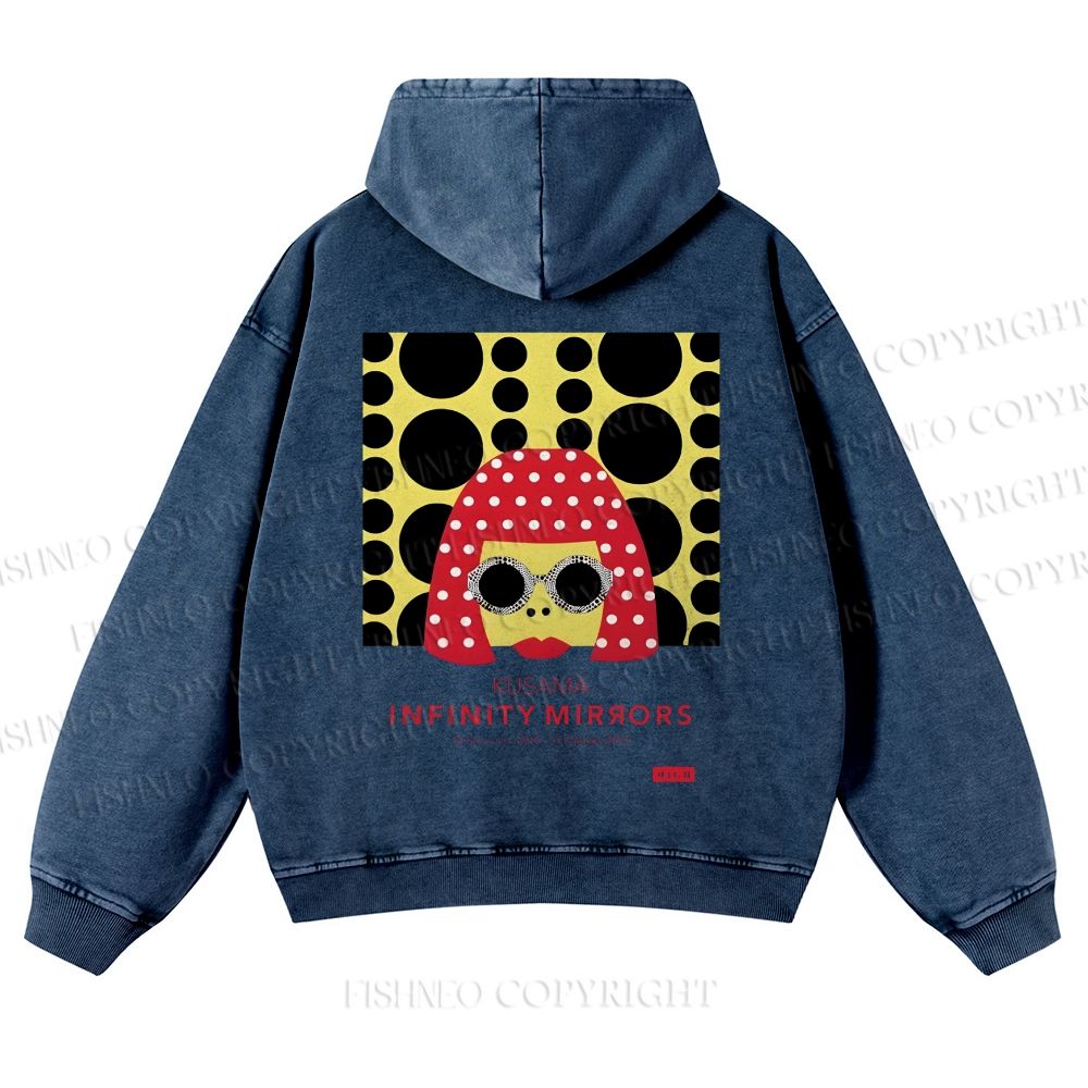 Japanese Yayoi Kusama Woman Casual Washed Hoodie