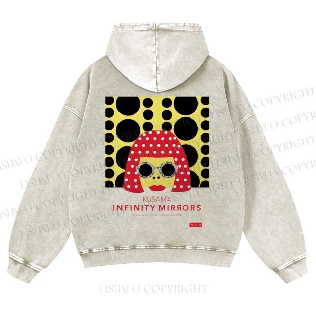 Japanese Yayoi Kusama Woman Casual Washed Hoodie