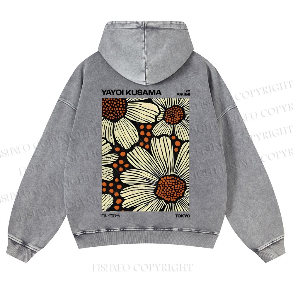 Yayoi Kusama Vintage Casual Washed Hoodie