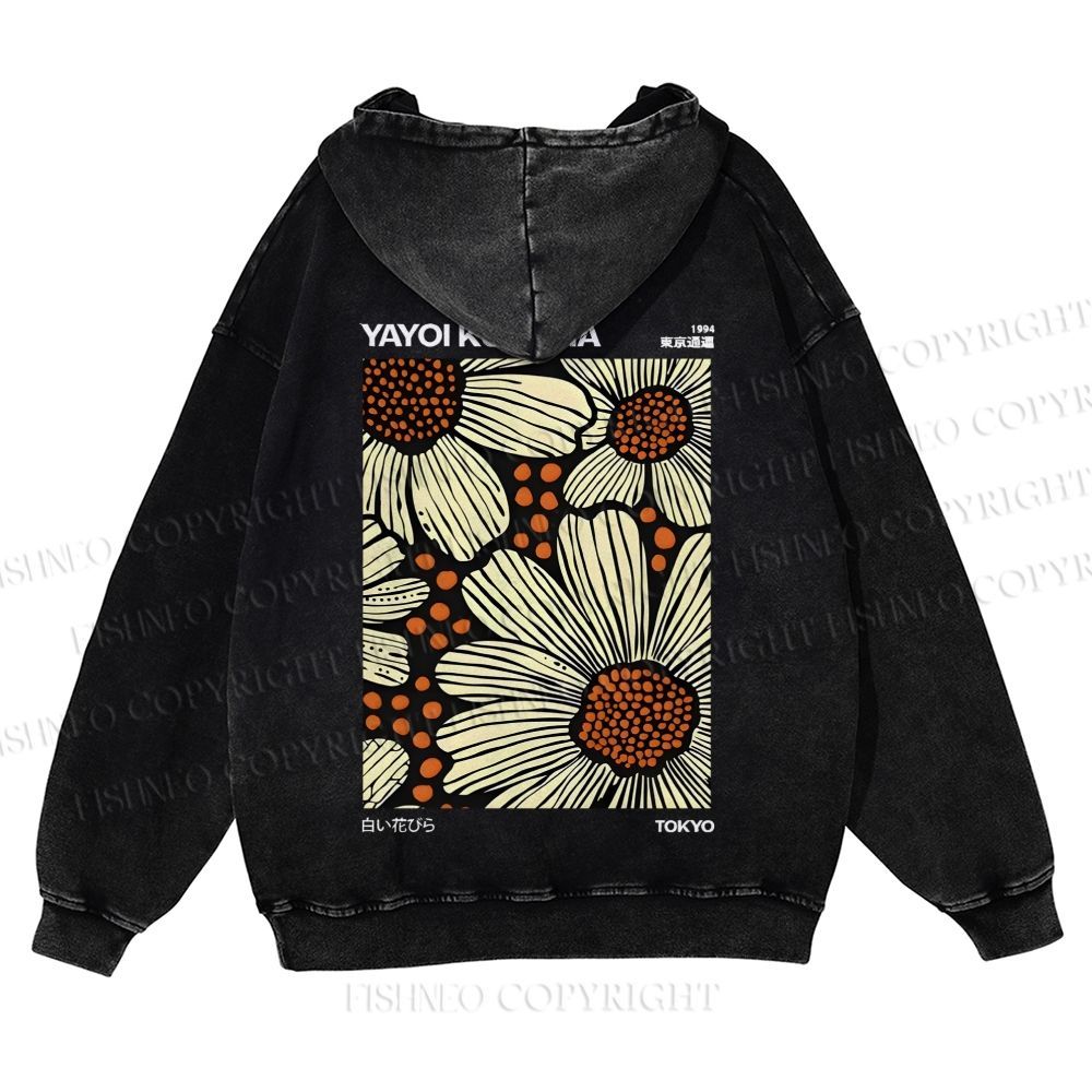 Yayoi Kusama Vintage Casual Washed Hoodie