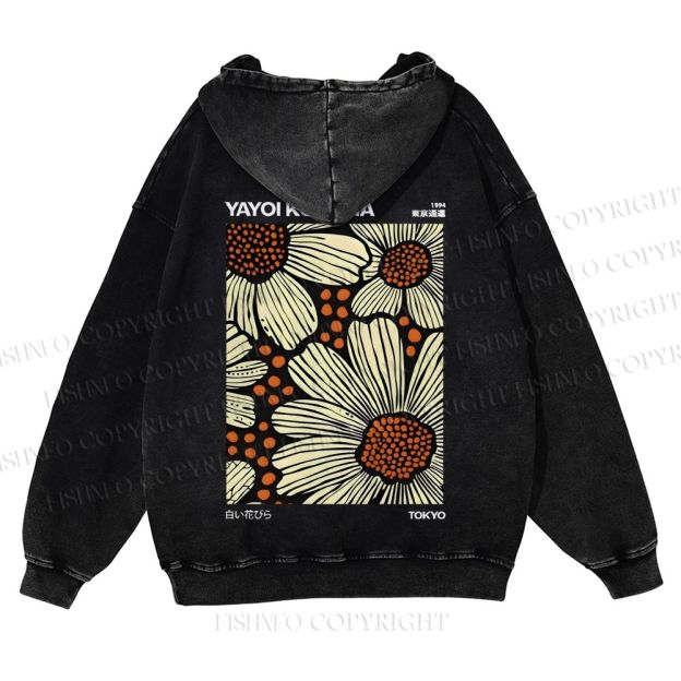 Yayoi Kusama Vintage Casual Washed Hoodie