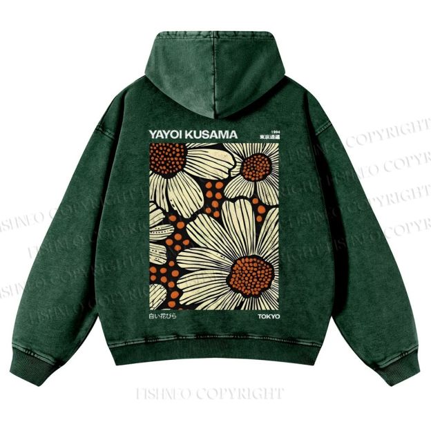 Yayoi Kusama Vintage Casual Washed Hoodie
