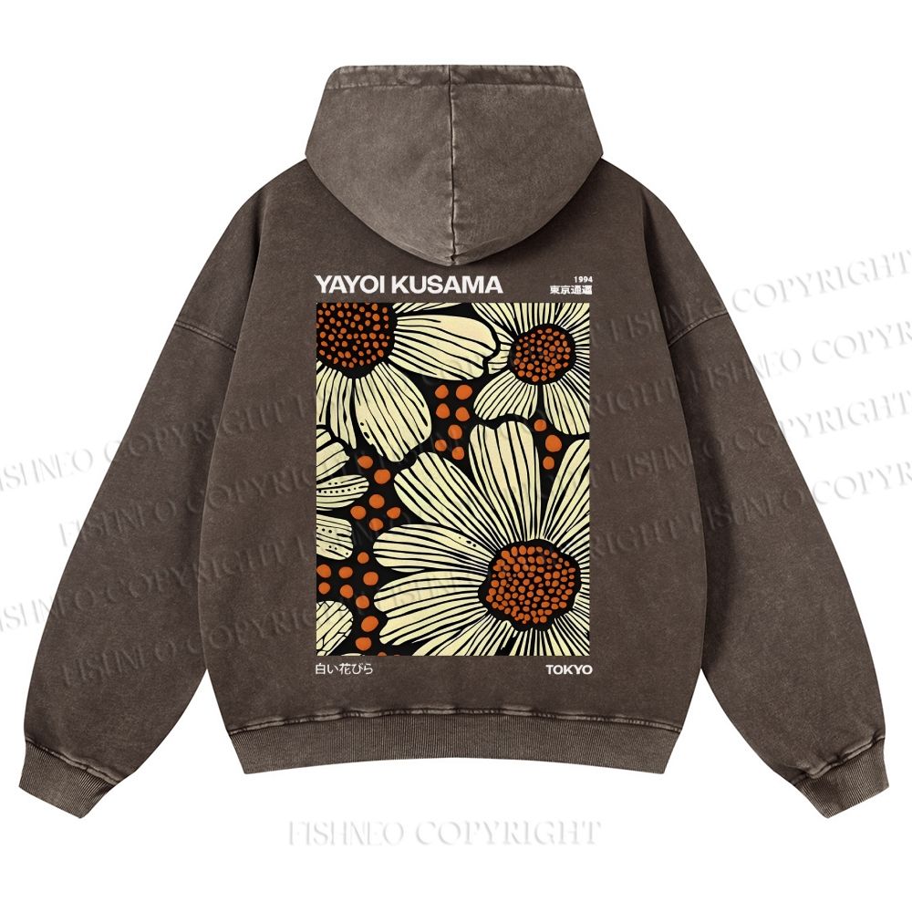 Yayoi Kusama Vintage Casual Washed Hoodie