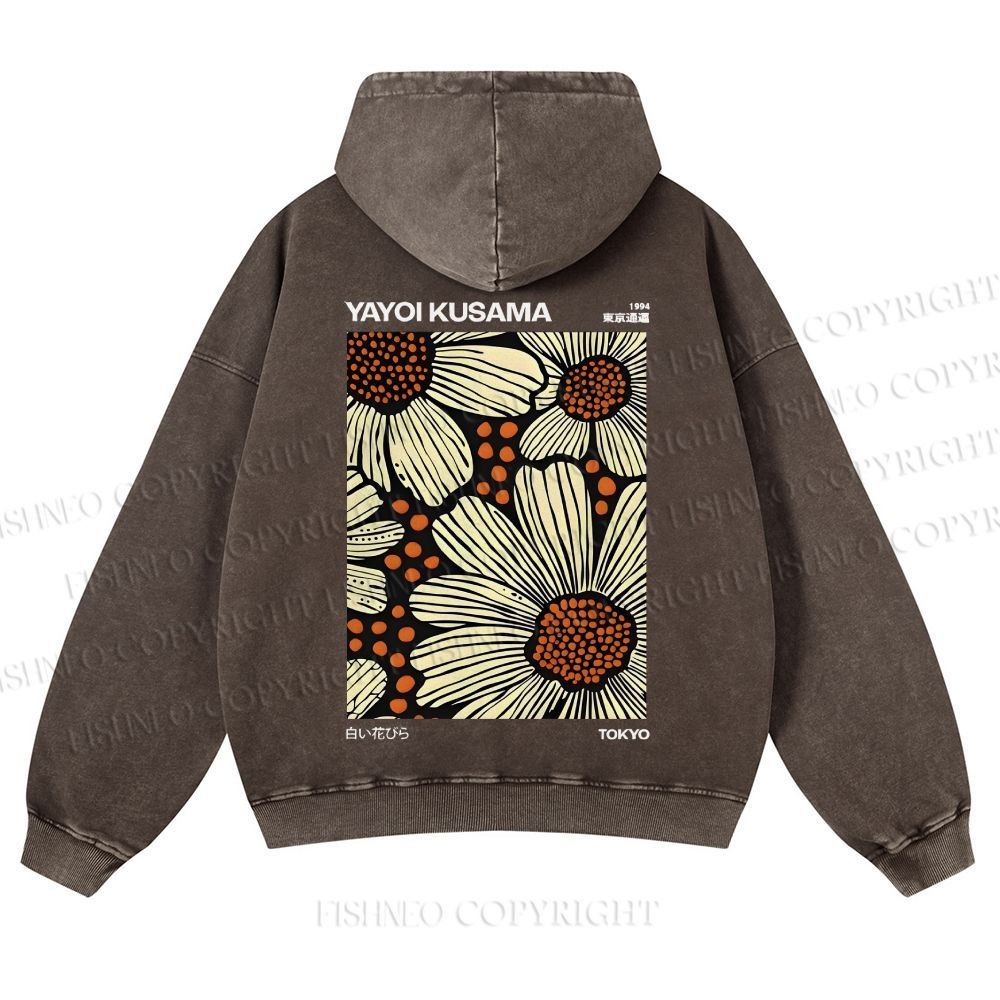 Yayoi Kusama Vintage Casual Washed Hoodie