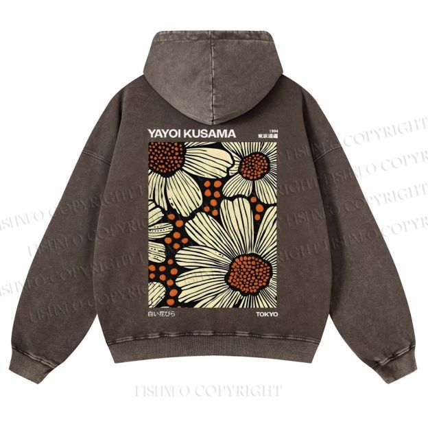 Yayoi Kusama Vintage Casual Washed Hoodie