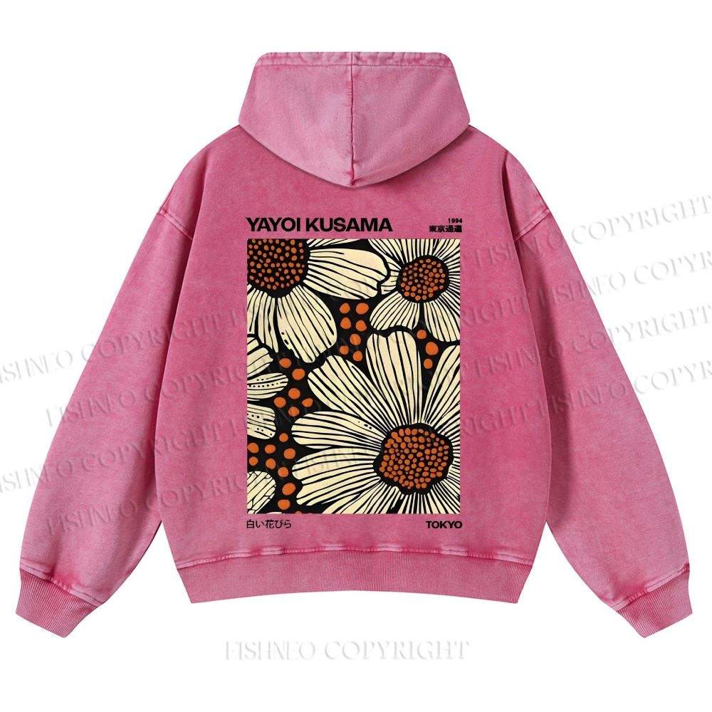 Yayoi Kusama Vintage Casual Washed Hoodie