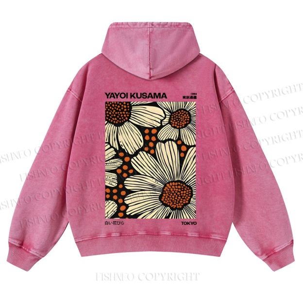 Yayoi Kusama Vintage Casual Washed Hoodie