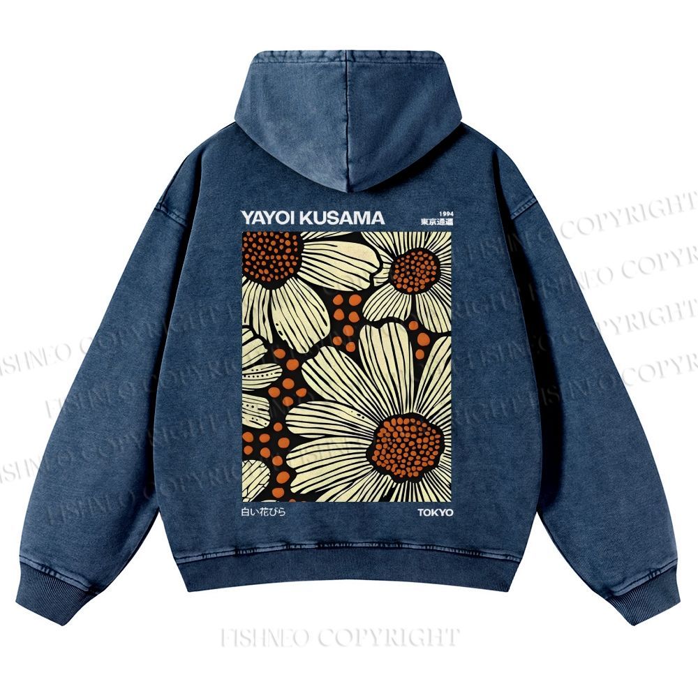 Yayoi Kusama Vintage Casual Washed Hoodie