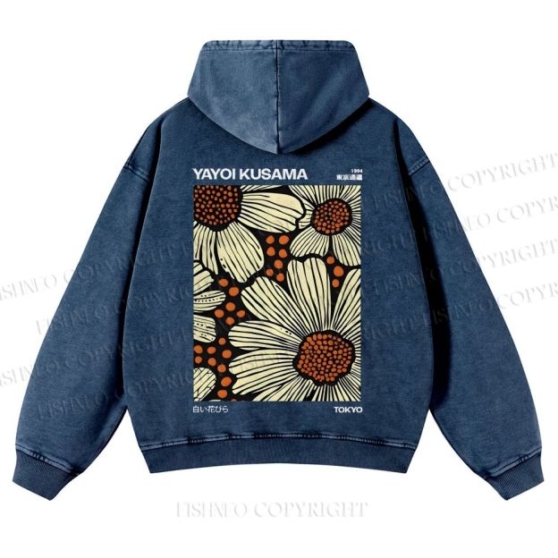 Yayoi Kusama Vintage Casual Washed Hoodie